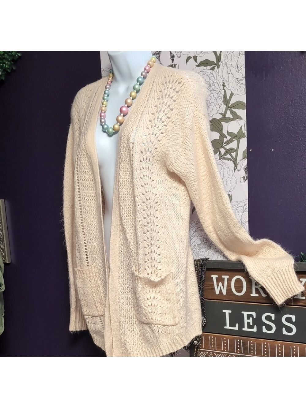 Candie's Soft Peach Open-Front Cardigan